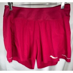 Saucony RunDry Running Shorts Pink Reflective Athletic Gym Women's Size Small